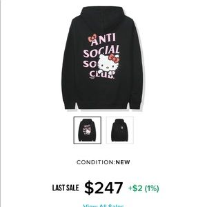 Hello kitty anti social social club hoodie